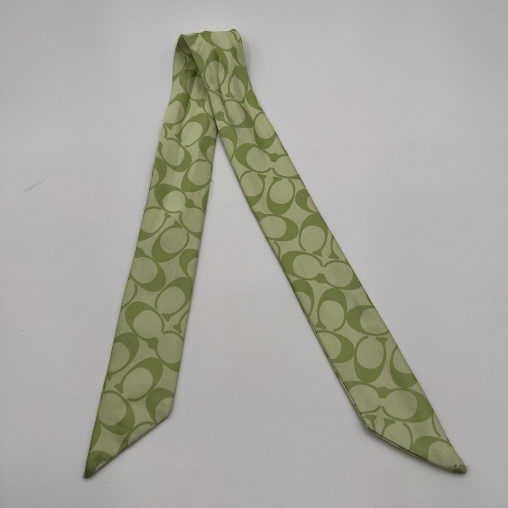 Coach Signature C Monogram Skinny Scarf Lime Green Bag Scarf Hair Tie